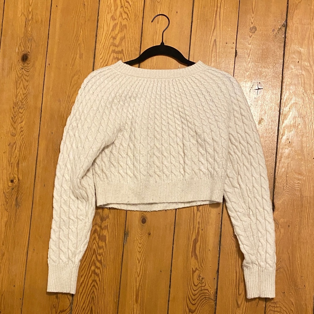 Sincerely Jules Cream Cable Knit Cropped Sweater